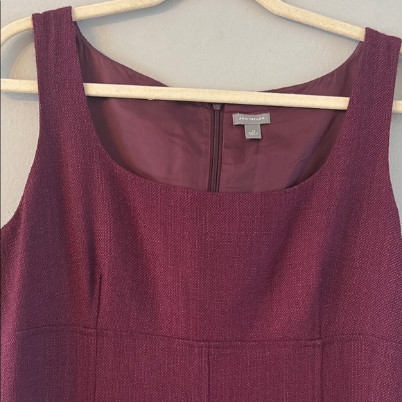 Ann Taylor Burgandy Sheath Midi Wool Dress Scoop Neck Sleeveless - Picture 3 of 11